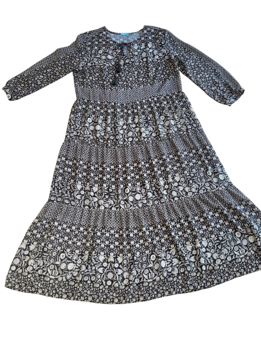 J. McLaughlin Grey Floral Hortense Tiered Midi/Maxi Dress Size M - Picture 5 of 9